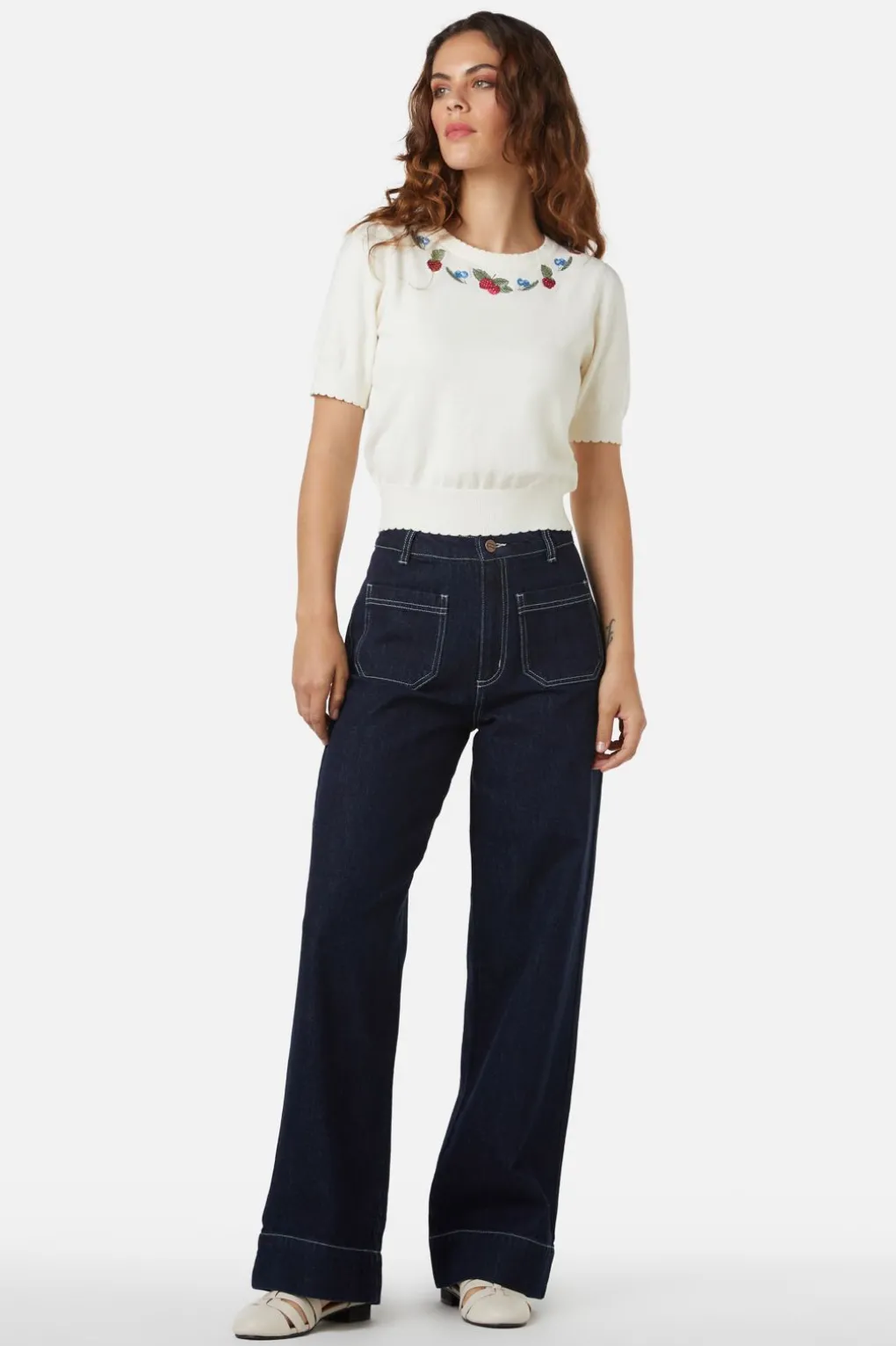 Berry Sweet Emb Knit Top