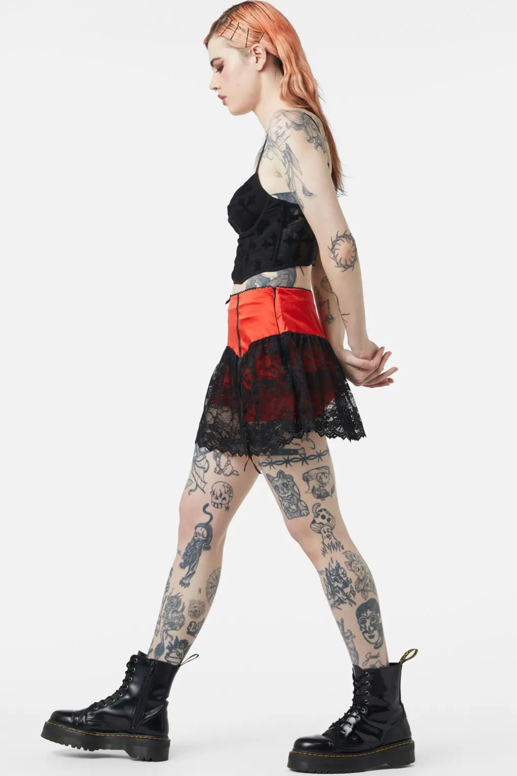 Boudoir Satin Lace Skort