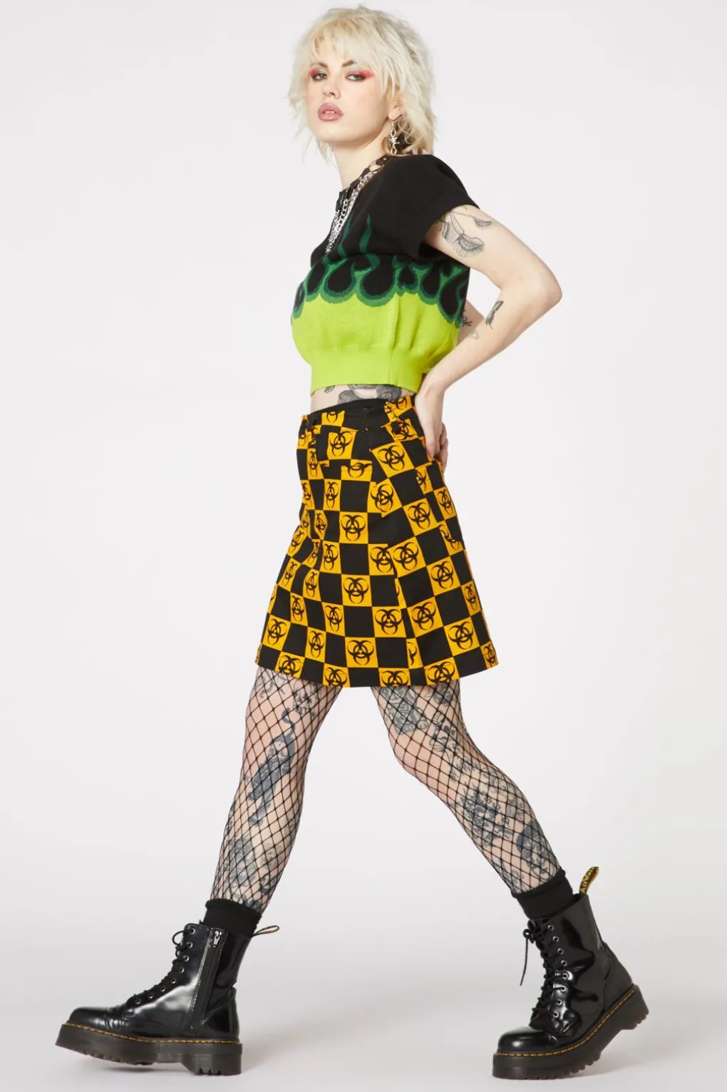 Check Biohazard Mini Skirt