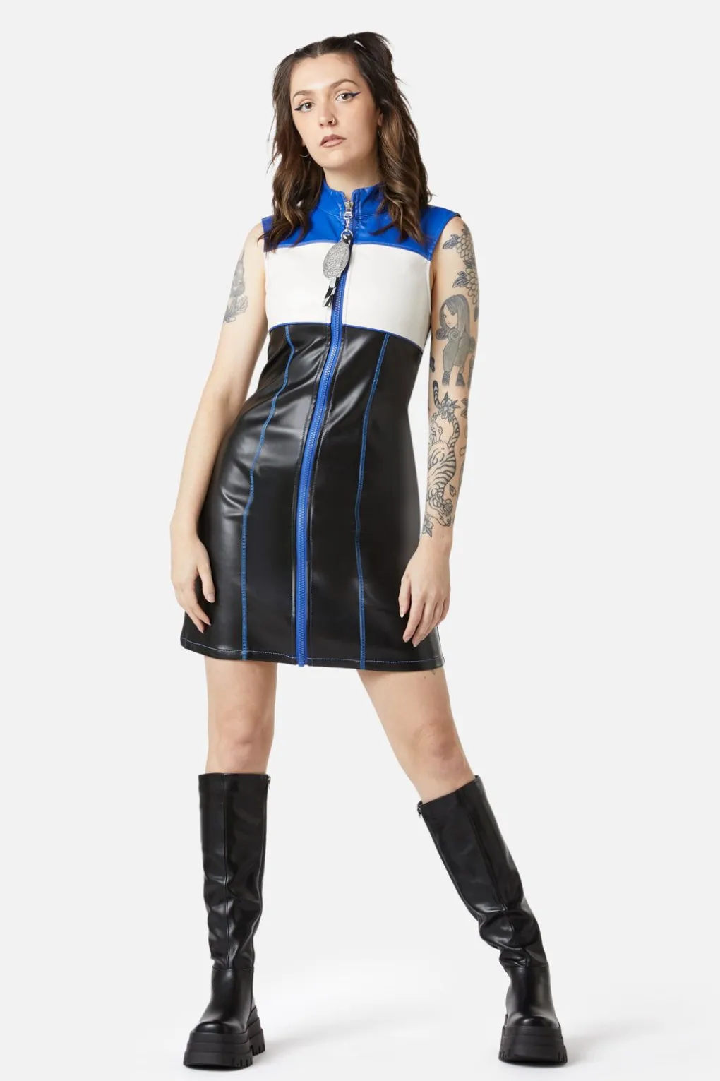 Chunky Zip Pu Dress