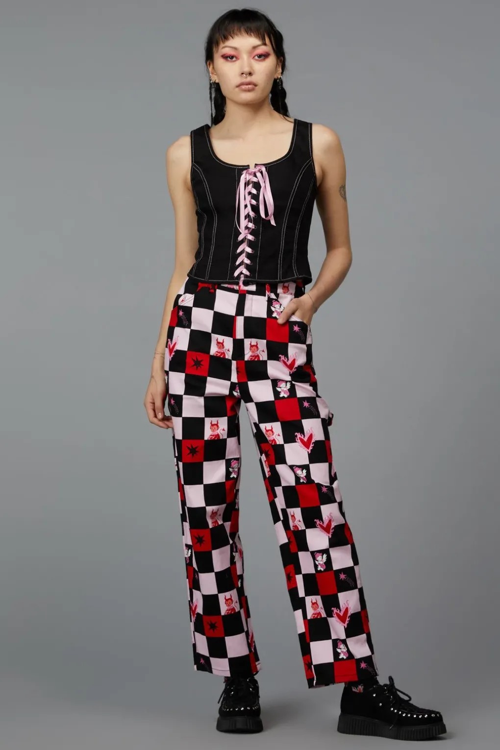 Contrast Grunge Corset Top