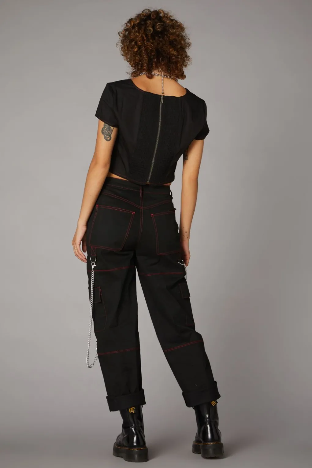 Contrast Stitch Corset Top