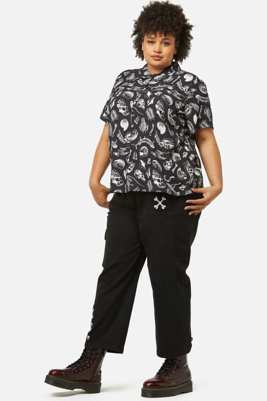 Curve Body Fossils Printed Blouse