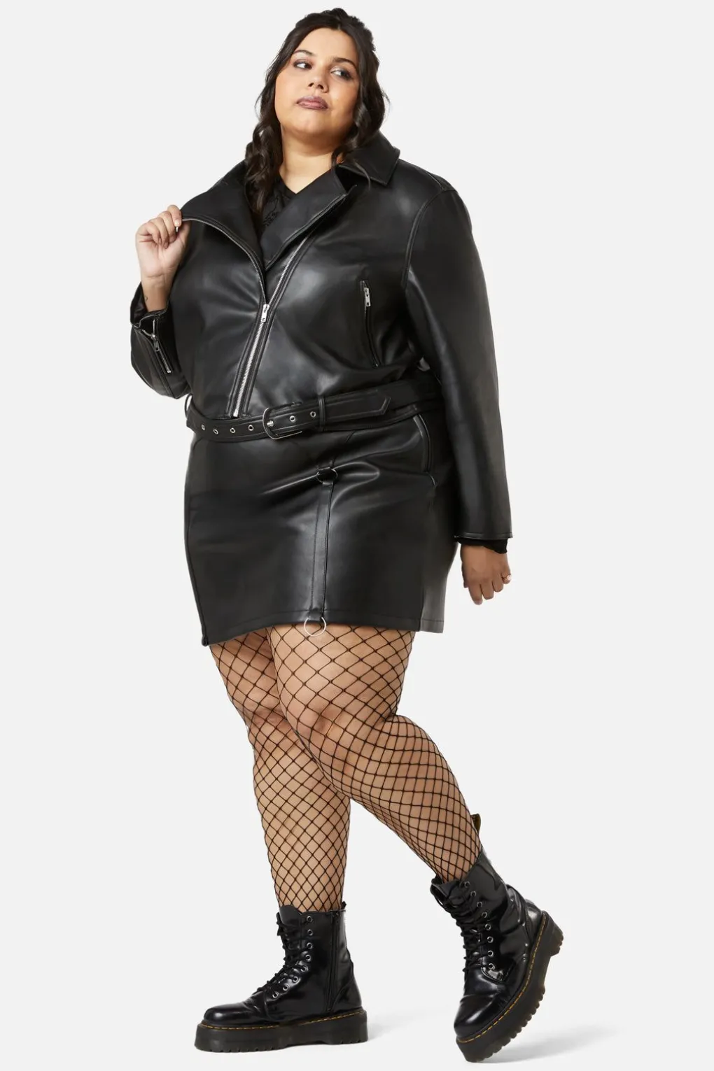 Curve Ornate Metal Pu Jacket