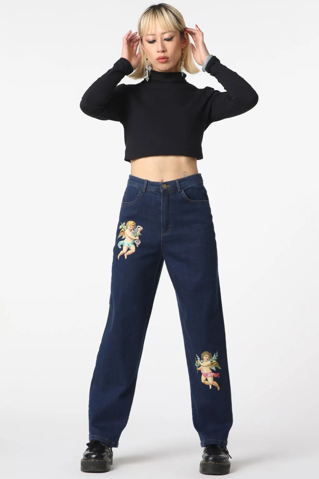 Denim Cherub Print Jean