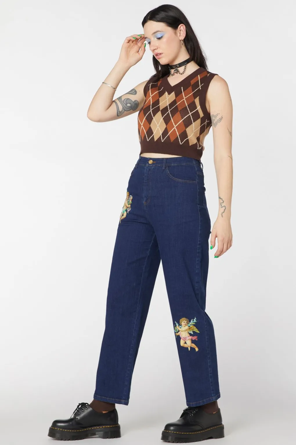 Denim Cherub Print Jean