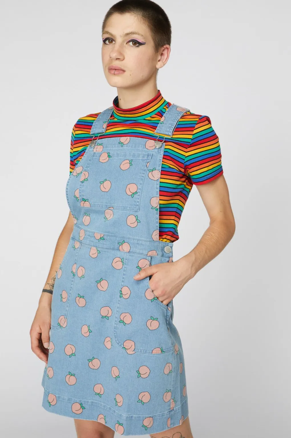 Denim Peach Bib Pinafore