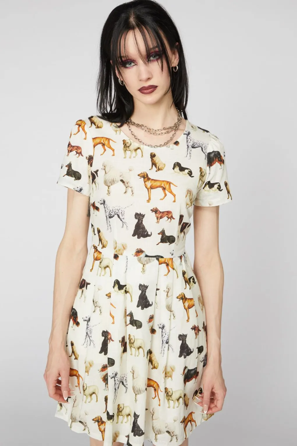 Doggo Cotton Pleated Dress