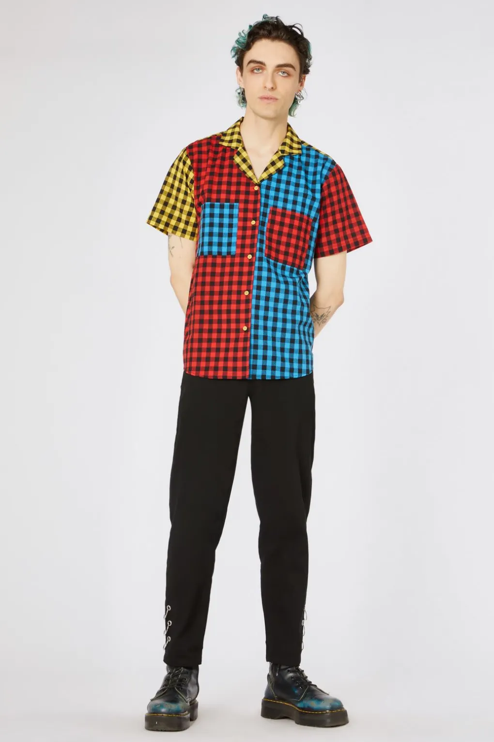 Festive Gingham Short Sleeve Shirt