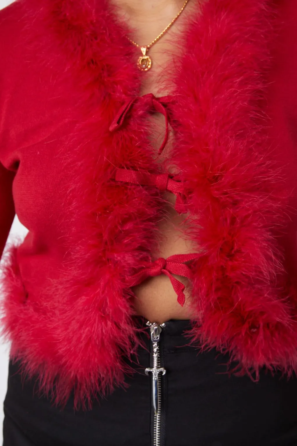Fluff Trim Cardigan