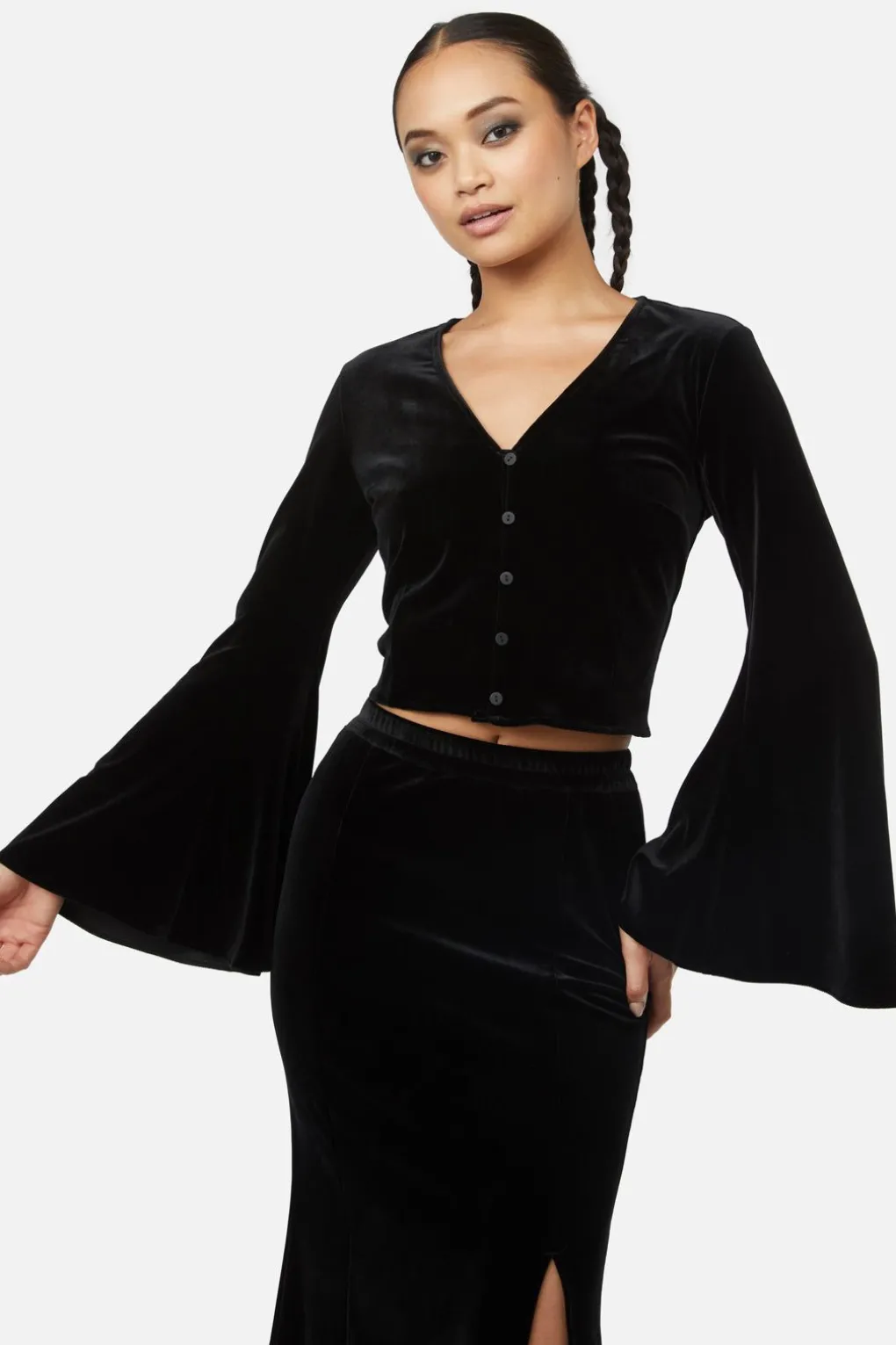 Obsidian Velvet Flare Top