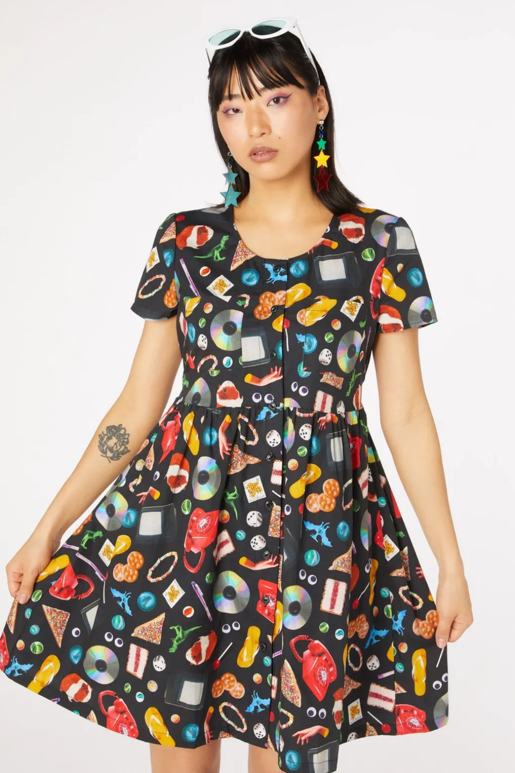 Old Days Print Cotton Dress