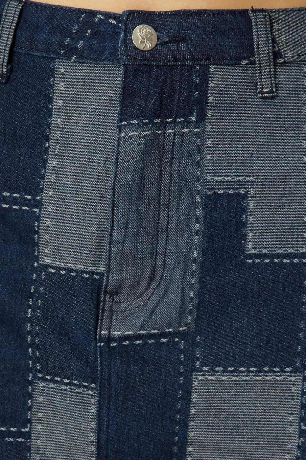Patchwork Denim Skirt
