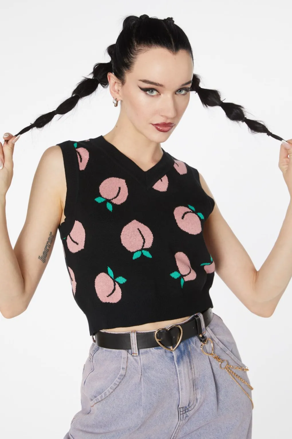Peach Cotton Knit Vest