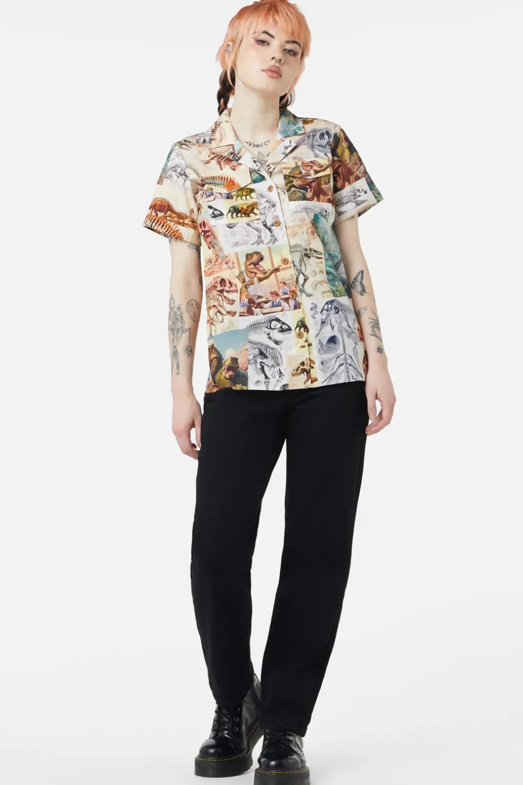 Prehistoric Dino Tile Print Blouse