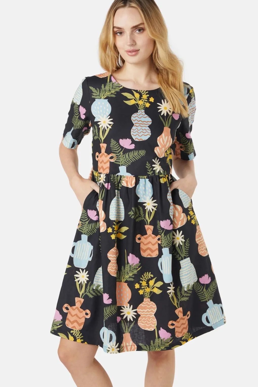 Pretty Vases Smock Dress