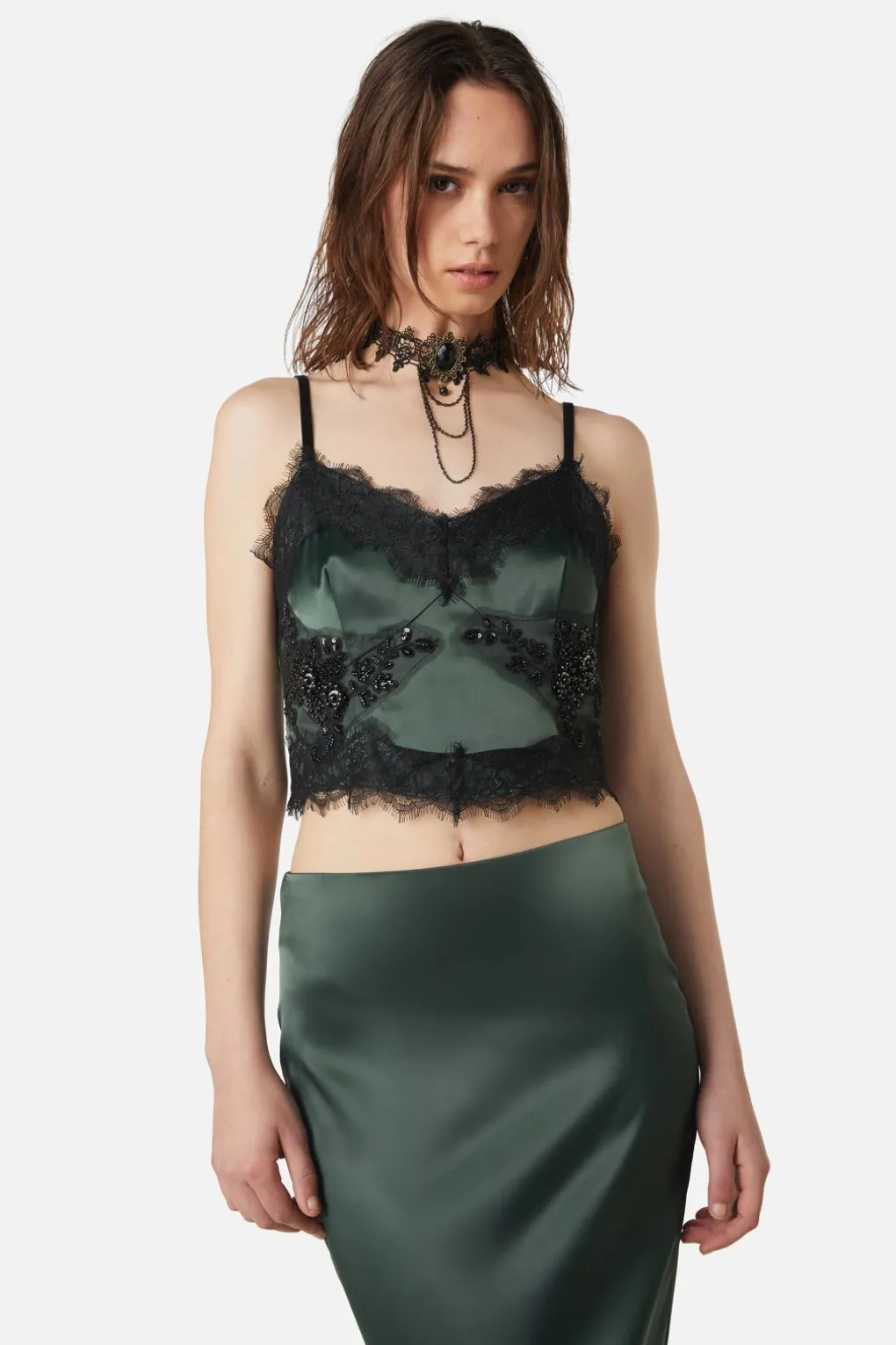 Remnants Satin Lace Bodice Top