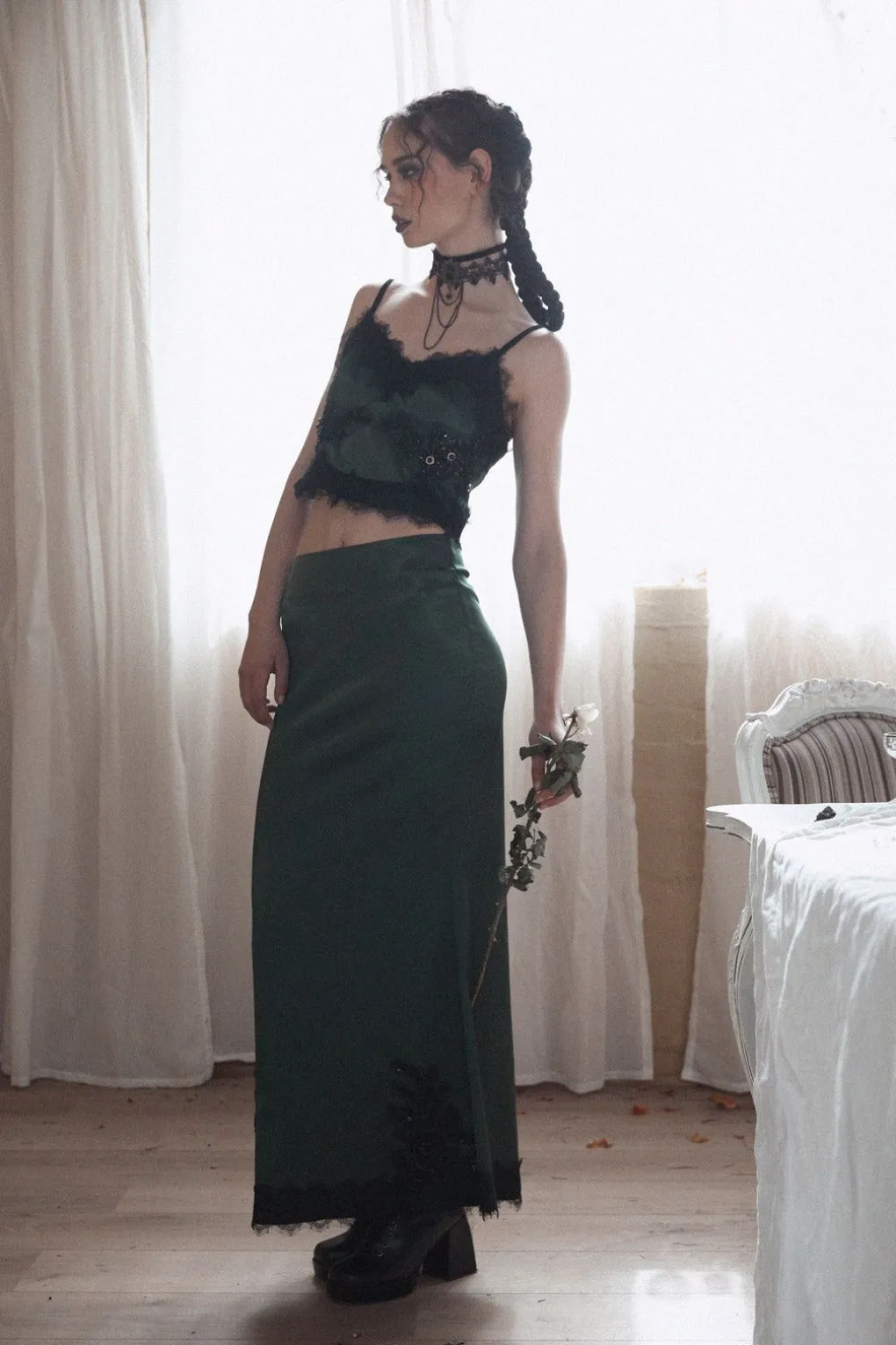 Remnants Satin Lace Skirt