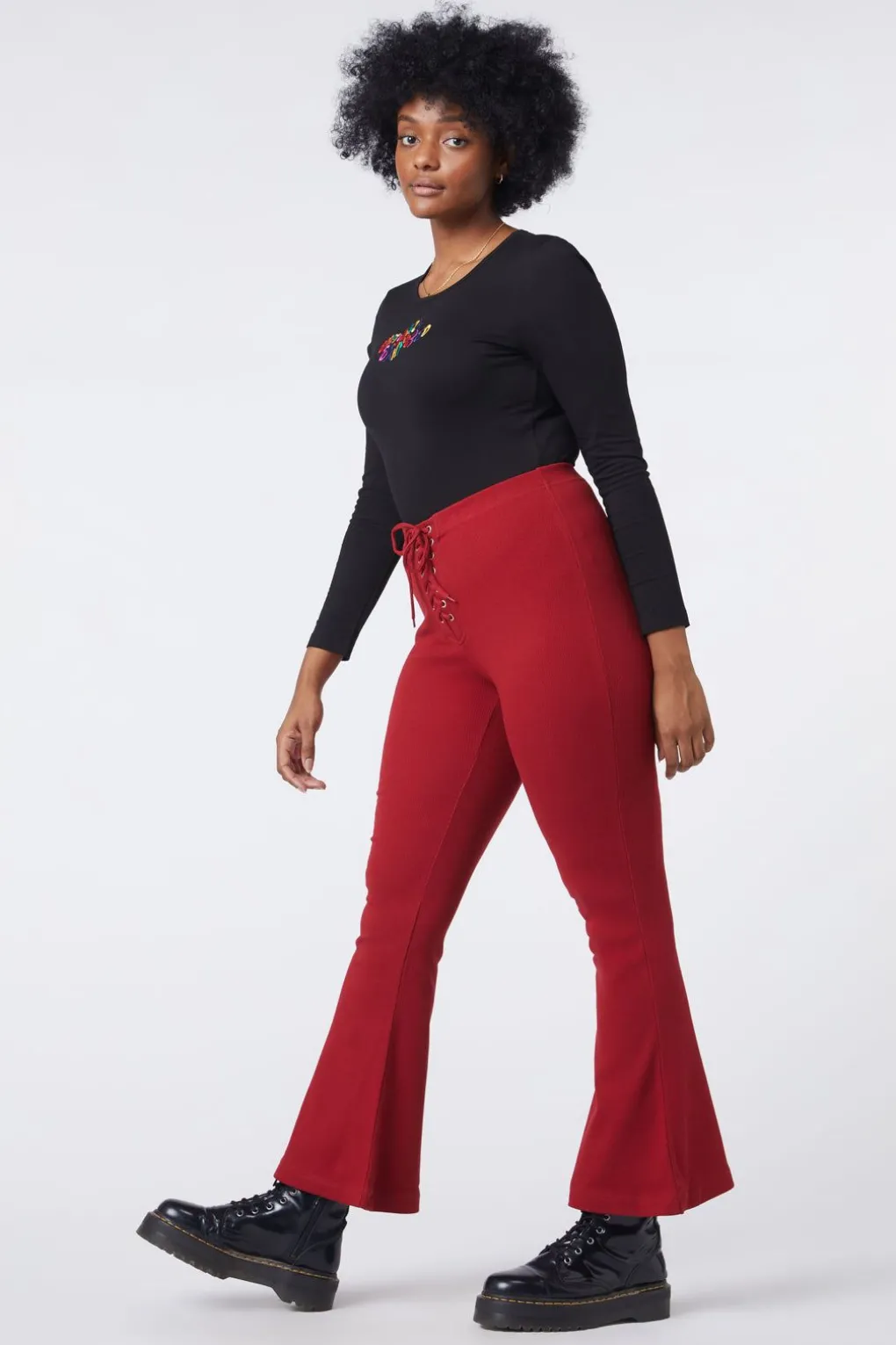 90S Lacing Flare Rib Pant