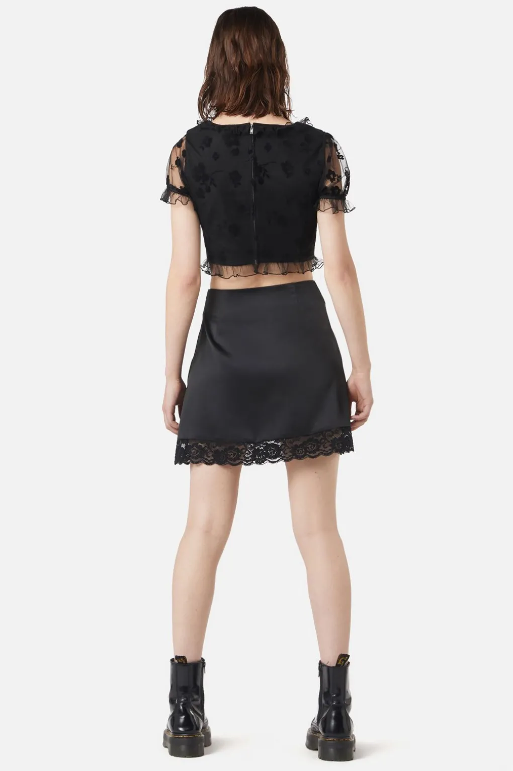 Satin Lace Slip Mini Skirt