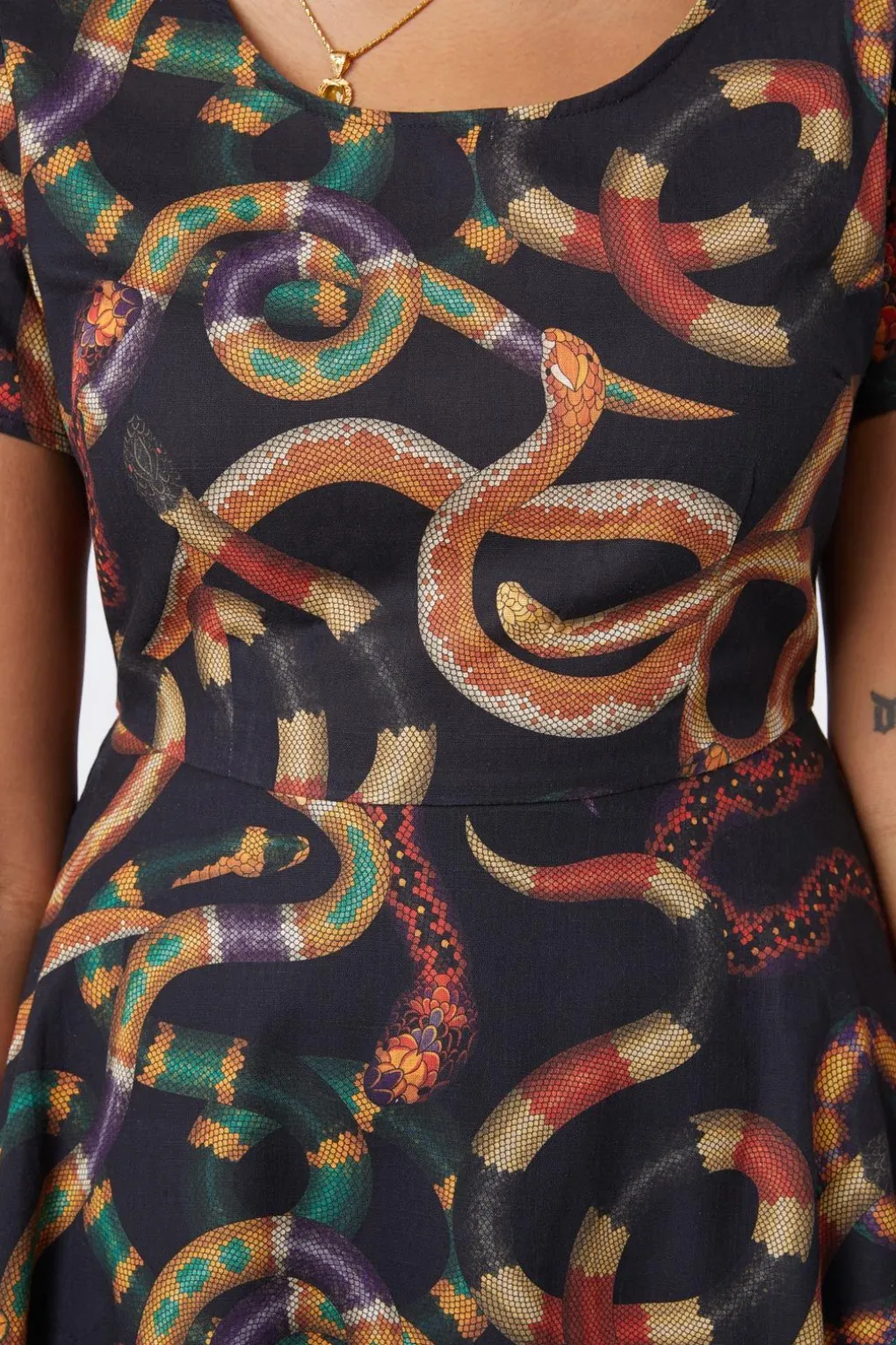 Serpent Print Cotton Dress