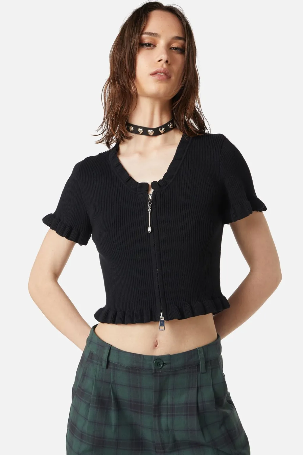 Spoon Charm Frill Knit